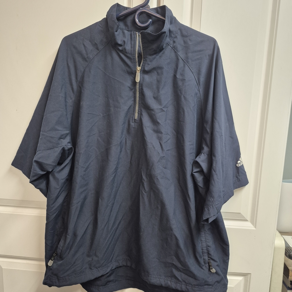 Adidas Climaproof Wind Shirt Windbreaker Mens Lg. Navy 1/4 Zip Golf Pullover Y2K